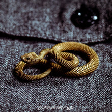 Load image into Gallery viewer, Coppertist.Wu Original Bronzed Snakes Keychain Brass Key Chain Gold Punk Rock Animal Key Ring HandBag Snake Pendant Men