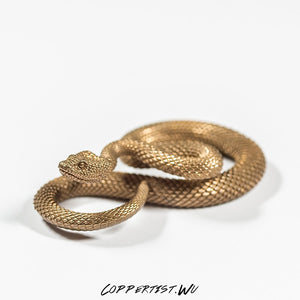 Coppertist.Wu Original Bronzed Snakes Keychain Brass Key Chain Gold Punk Rock Animal Key Ring HandBag Snake Pendant Men